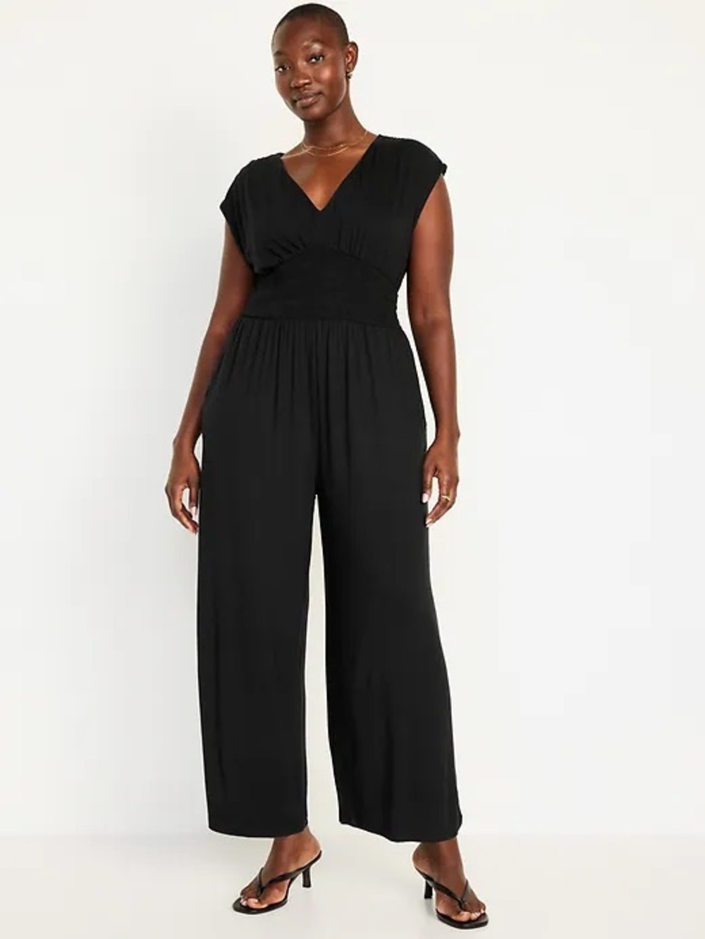 NWOT - Old Navy Waist-Defined Shirred Jumpsuit Black L